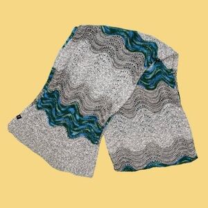Echo Grey & Teal Chevron Crochet Hippie Winter Scarf